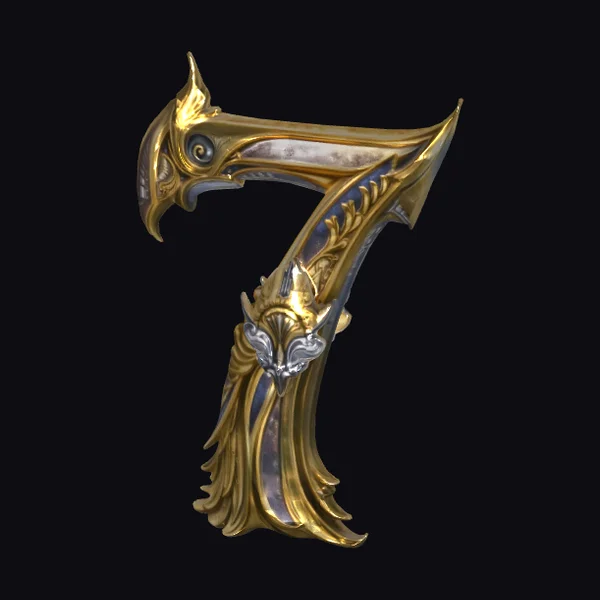 Golden Ornate Number Seven