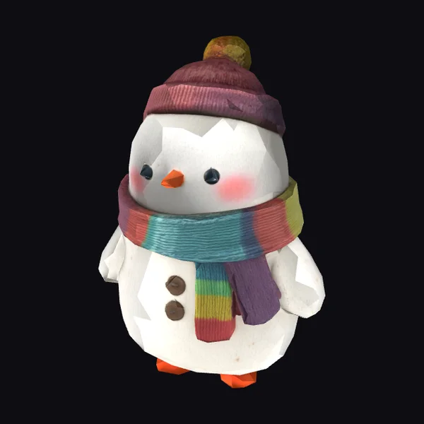 Snowman in colorful outfit