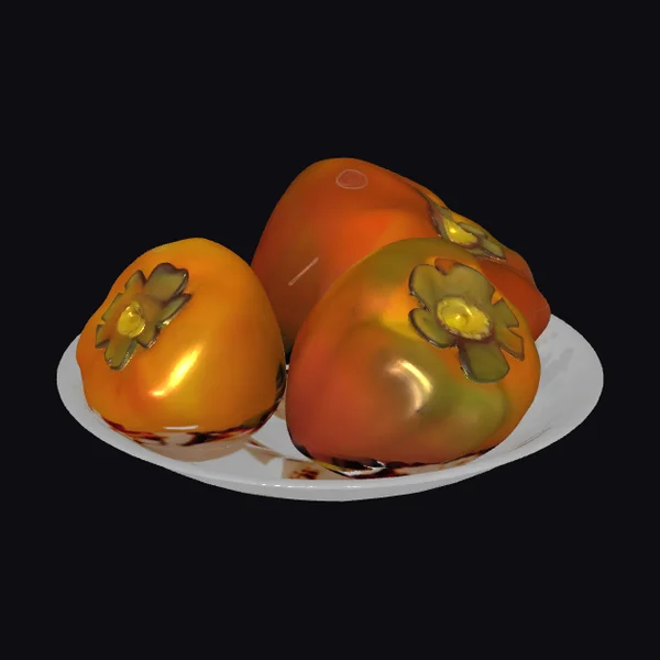 Three Persimmons on Plate