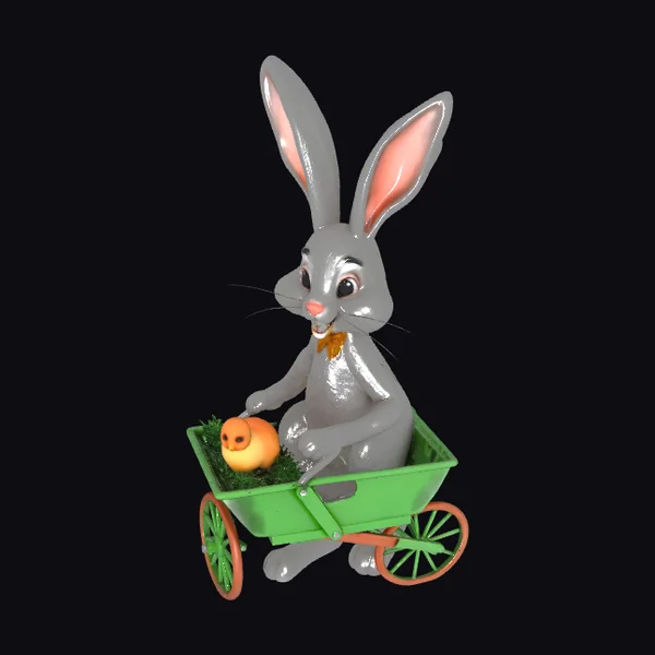 Easter Bunny with Wheelbarrow
