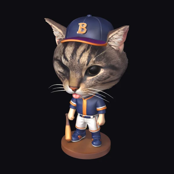 Baseball Cat Figurine