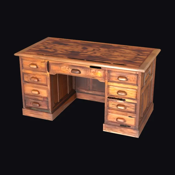 Antique Wooden Pedestal Desk