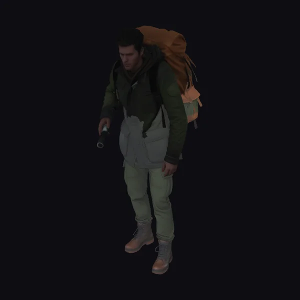 Hiker with Backpack Gear