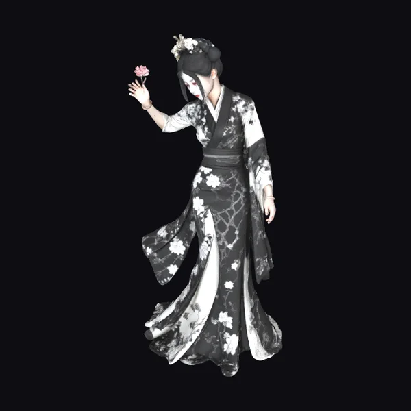 Woman in Kimono Dress