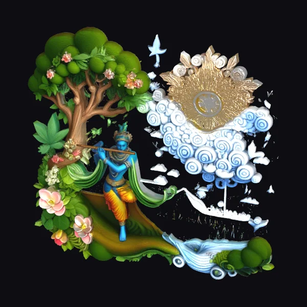 Blue Krishna Playing Flute
