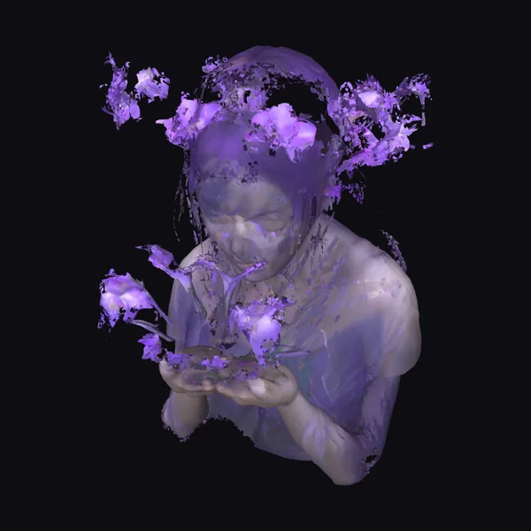 Woman with Purple Blooms