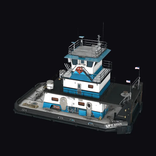 Blue White Towboat Vessel