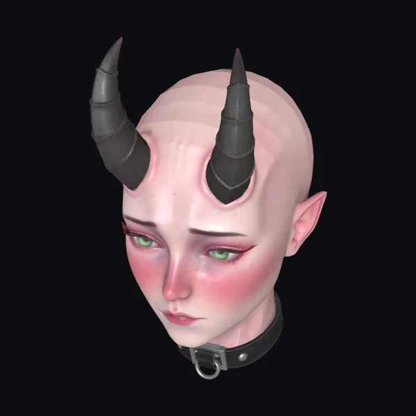 Bald Horned Female Head