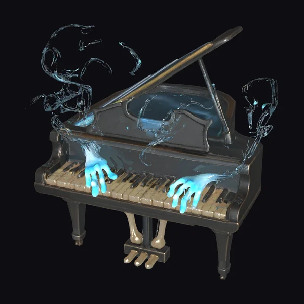Glowing Spectral Grand Piano