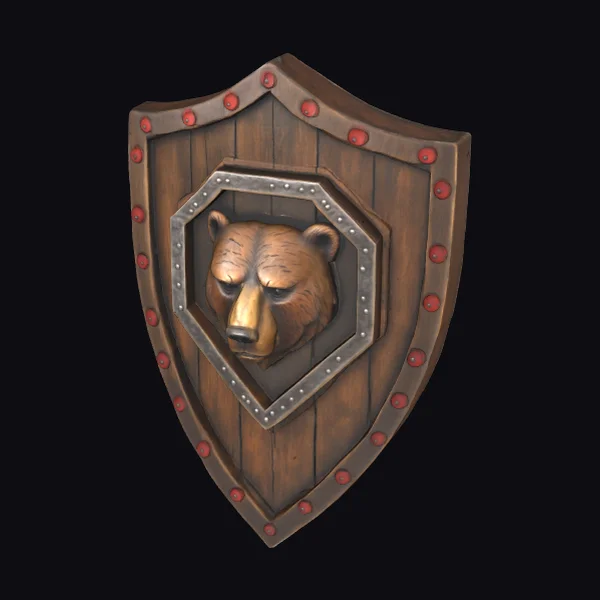 Wooden Bear Shield Emblem