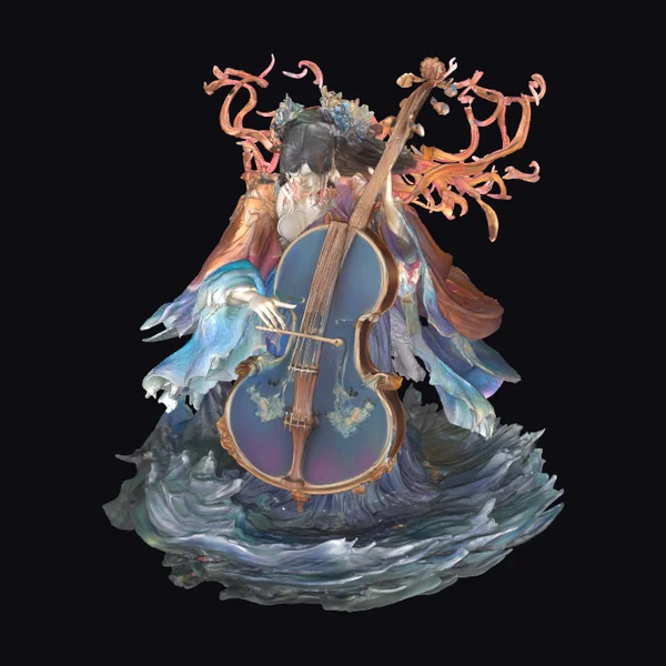 Woman Playing Large Cello