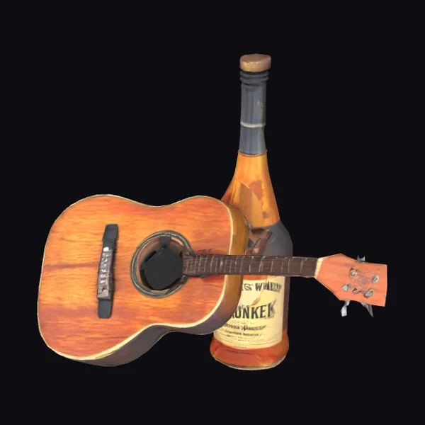 Guitar on Whiskey Bottle
