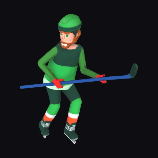 Green Hockey Player Character