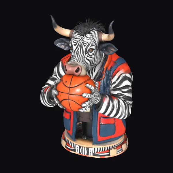 Zebra Bull Basketball Player