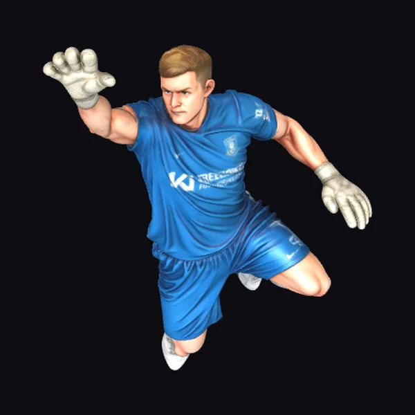Goalkeeper in Blue Uniform