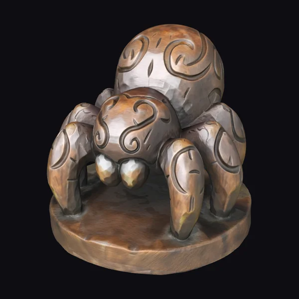 Wooden Carved Spider Figurine