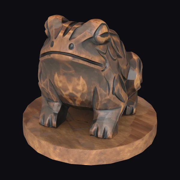 Wooden Carved Frog Figurine