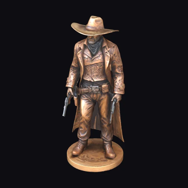 Wooden Gunslinger Statue