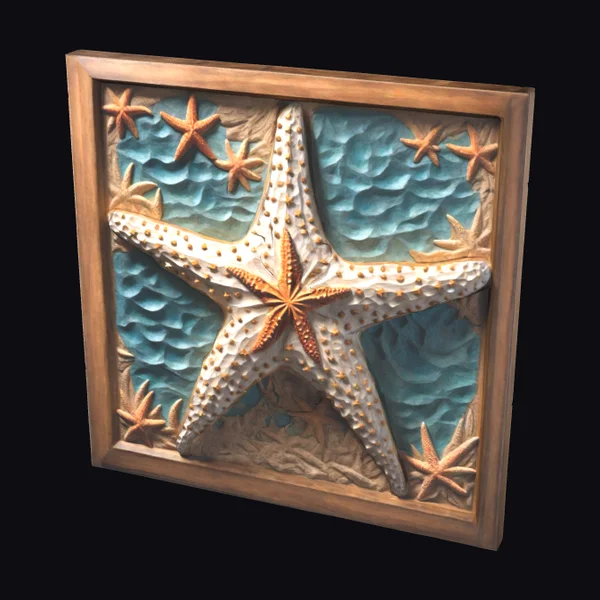 Wooden Sea Star Relief