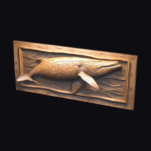 Wooden Humpback Whale Relief