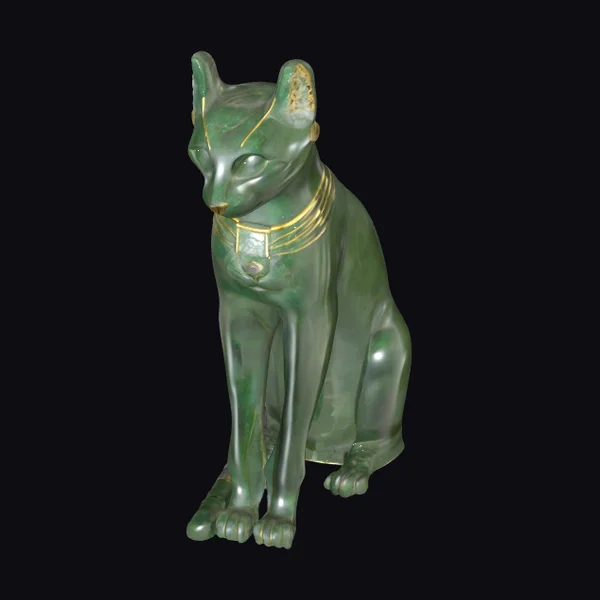 Ancient Green Cat Statue
