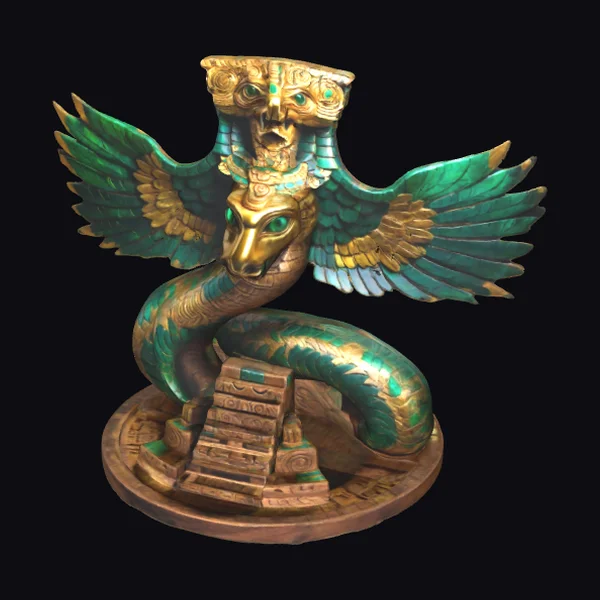 Emerald Feathered Serpent Statue