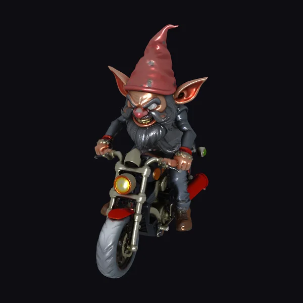 Biker Gnome on Motorcycle