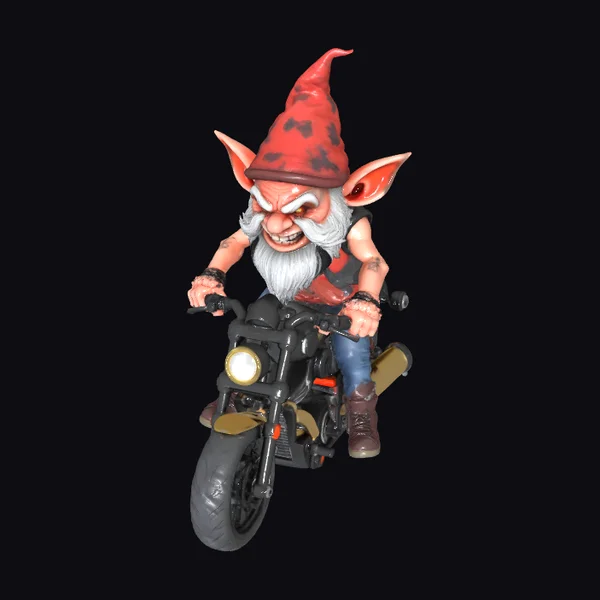 Biker Gnome on Motorcycle