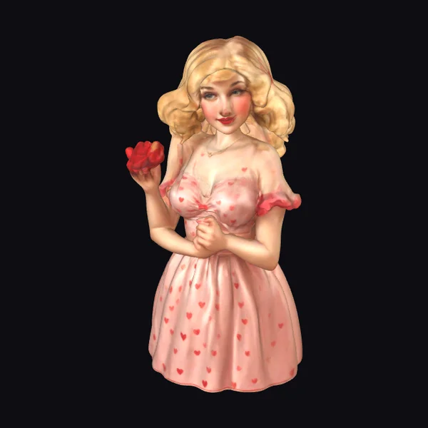 Blonde Woman Holding Hearts