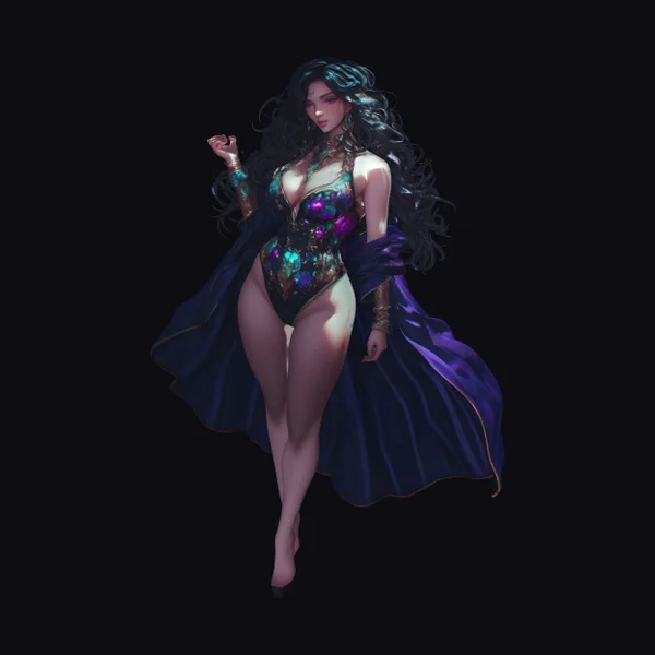 Woman in Iridescent Bodysuit