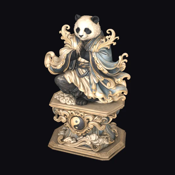 Meditating Panda Statue