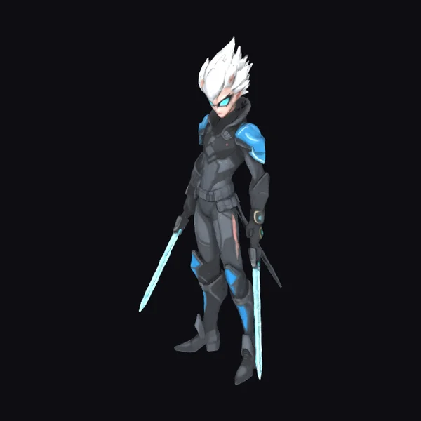 Futuristic Warrior with Swords
