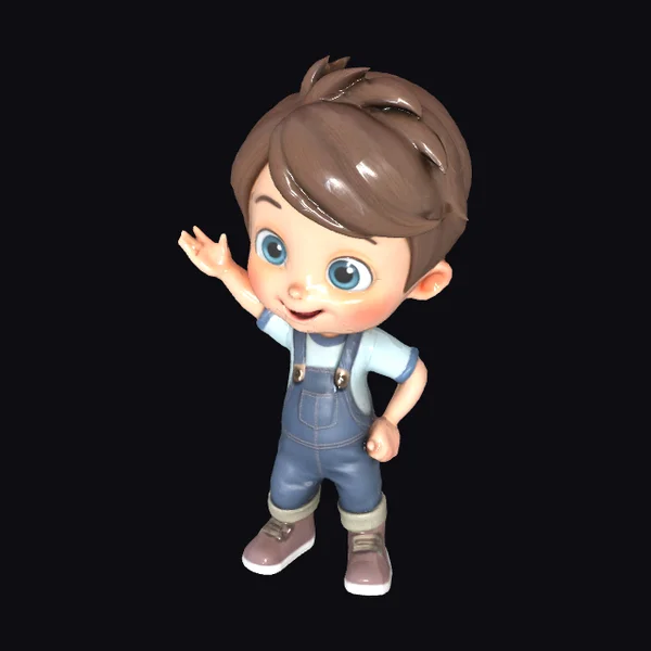 Cartoon Boy in Overalls