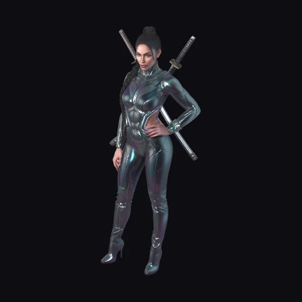 Woman in Metallic Suit