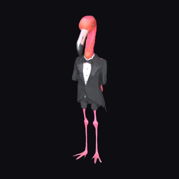 Anthropomorphic Flamingo Tuxedo