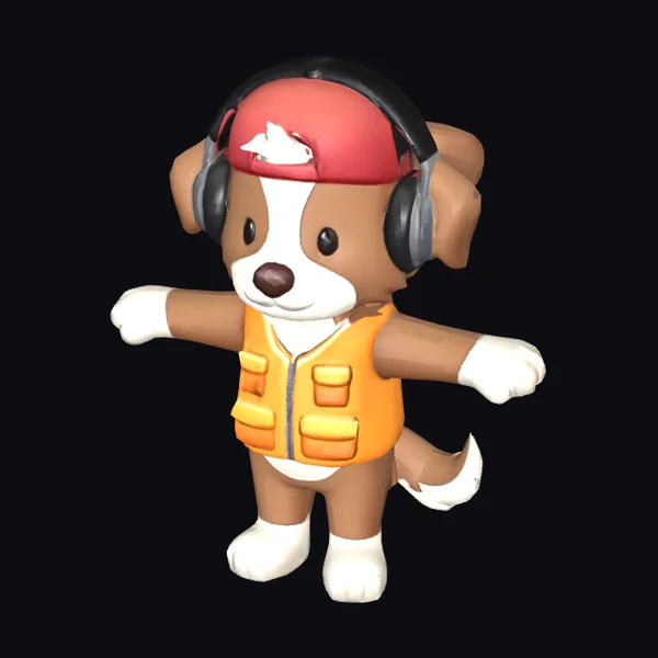 Cartoon Dog with Headphones
