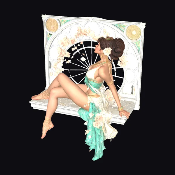 Woman on Ornate Arch