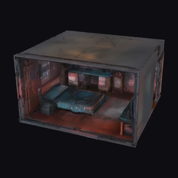 Abandoned Metal Room Interior