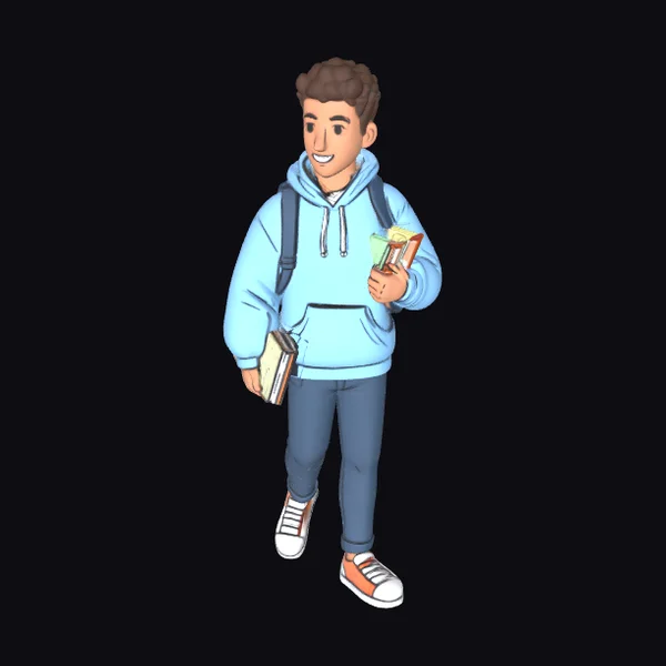 Cartoon Young Male Student