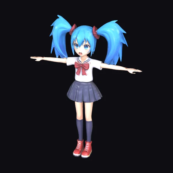 Anime Schoolgirl on T Pose