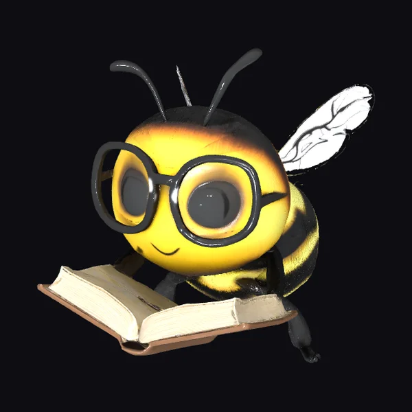 Bee with Glasses and Book