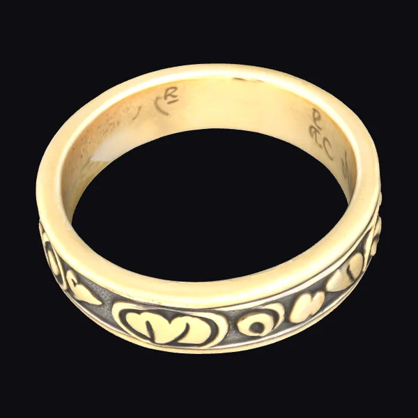 Gold Hearts Initial Ring