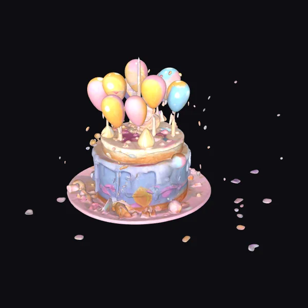 Birthday Cake with Balloons