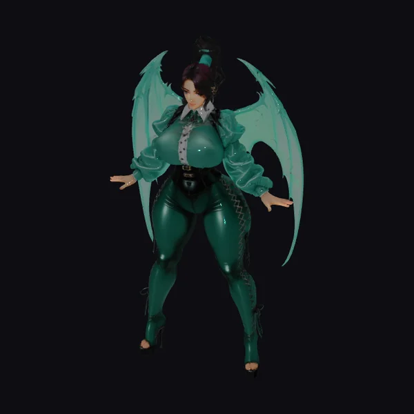 Emerald Winged Female Figure