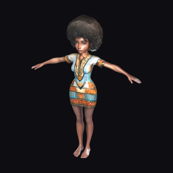 Afro Girl in Mini Dress
