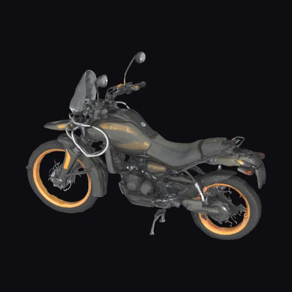 Black Motorcycle with Orange Rims