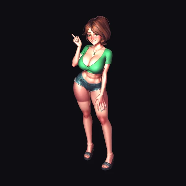 Cartoon Woman in Green