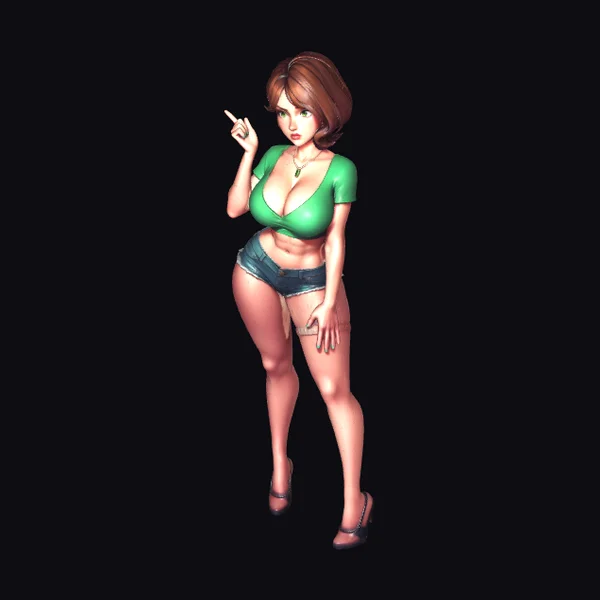 Woman in Green Outfit