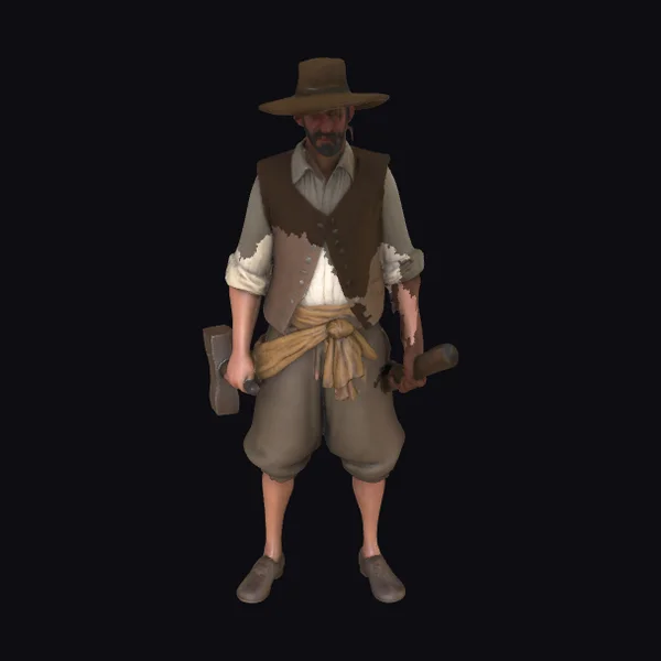 18th Century Farmer with Hammer