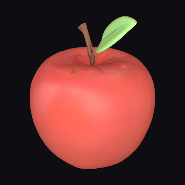 Red Apple with Leaf